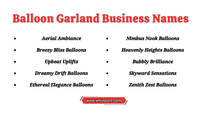 Balloon Garland Business Names