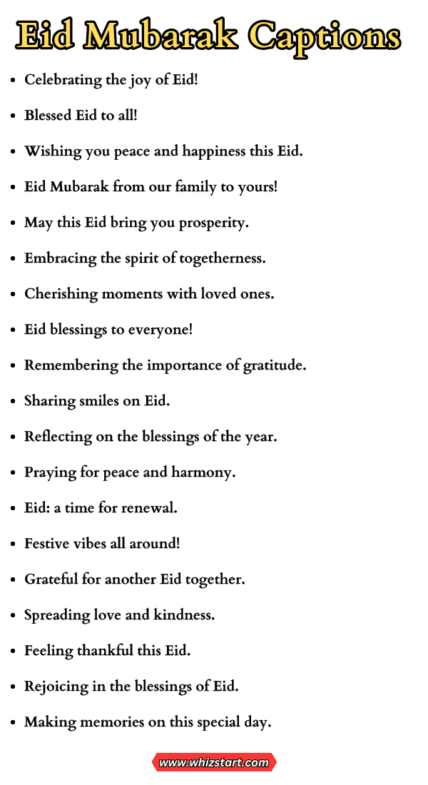 Eid Mubarak Captions