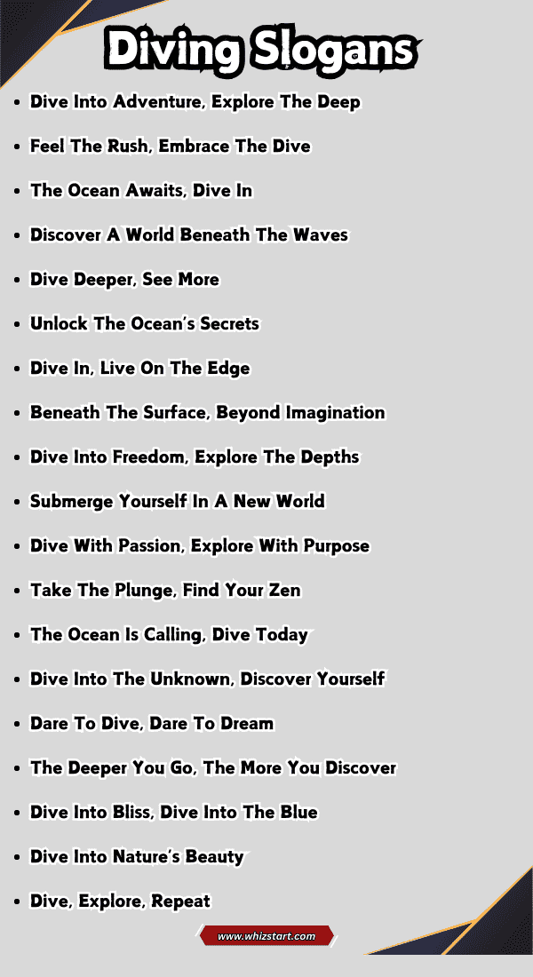 Diving Slogans