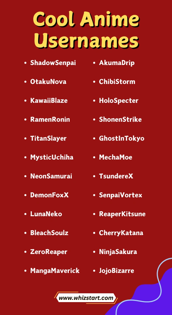 Cool Anime Usernames