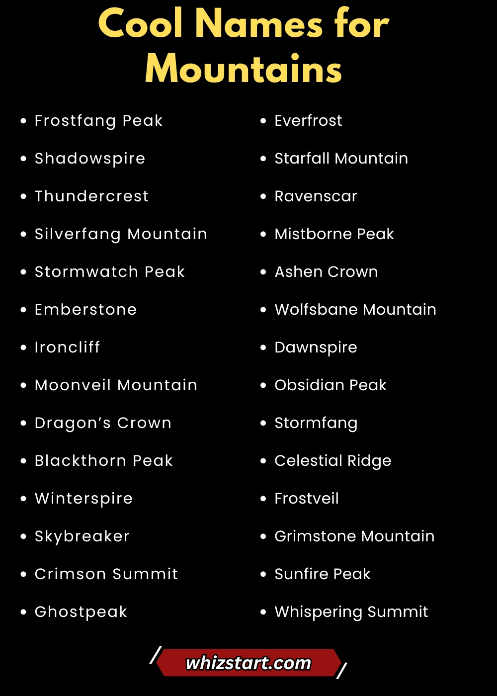 Cool Names for Mountains