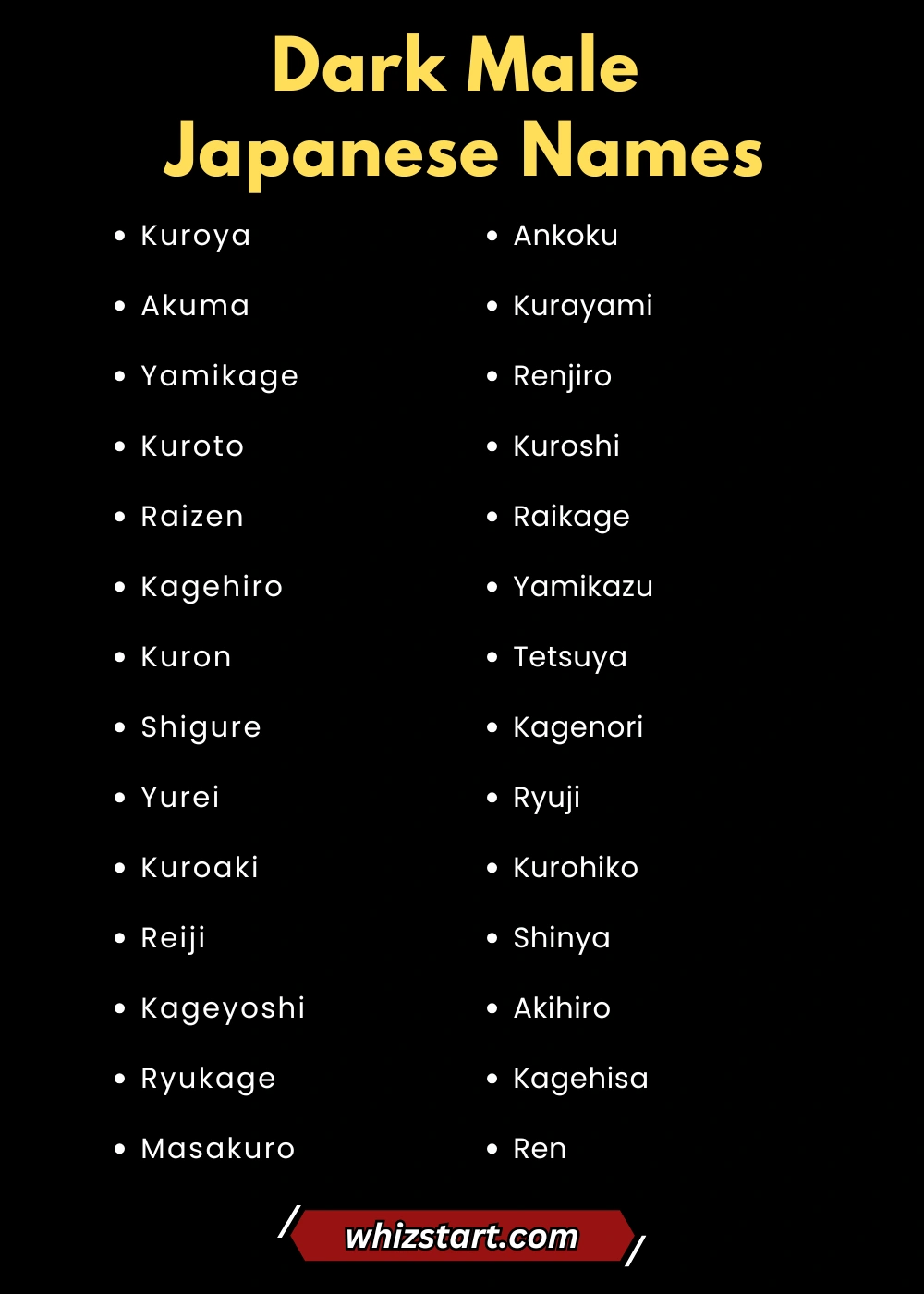 Dark Male Japanese Names