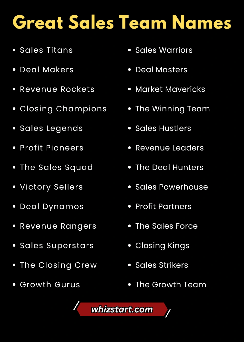 Great Sales Team Names