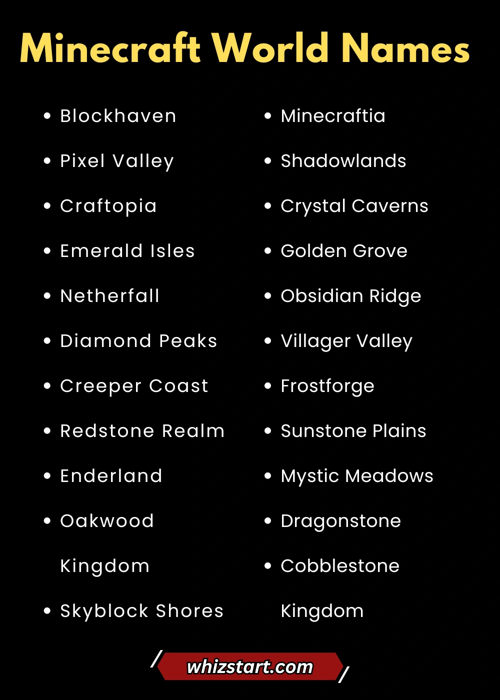 Minecraft World Names
