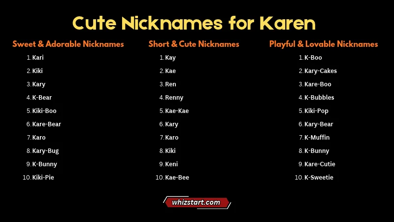 Cute Nicknames for Karen