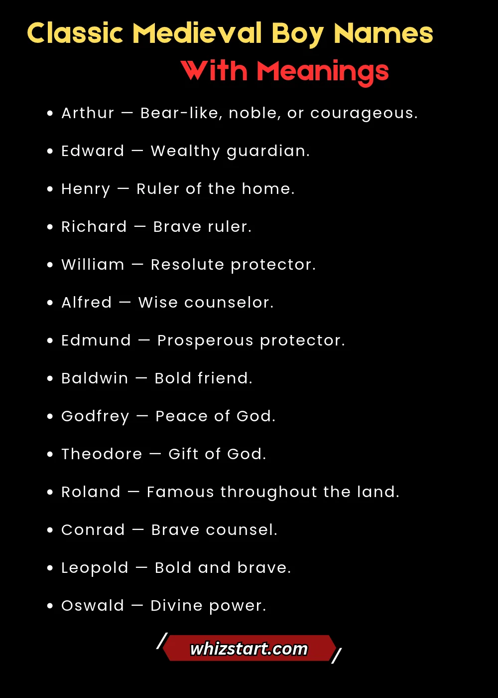 Classic Medieval Boy Names With Meanings